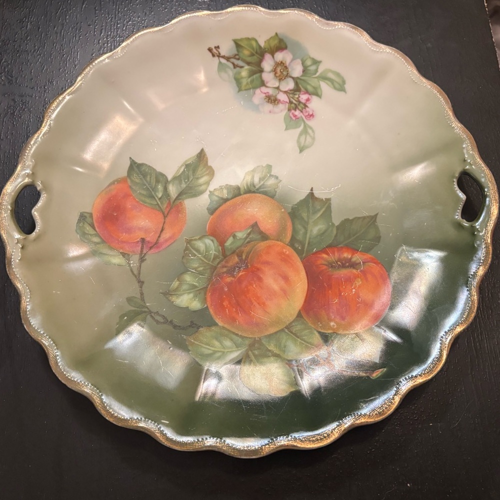 Vintage Apple Serving Plate | Green Decorative Plate | Bavarian Porcelain